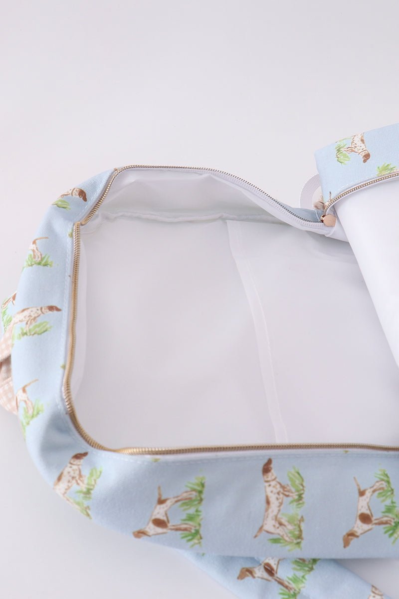 Blue hunting dog embroidery backpack - Abbies Place