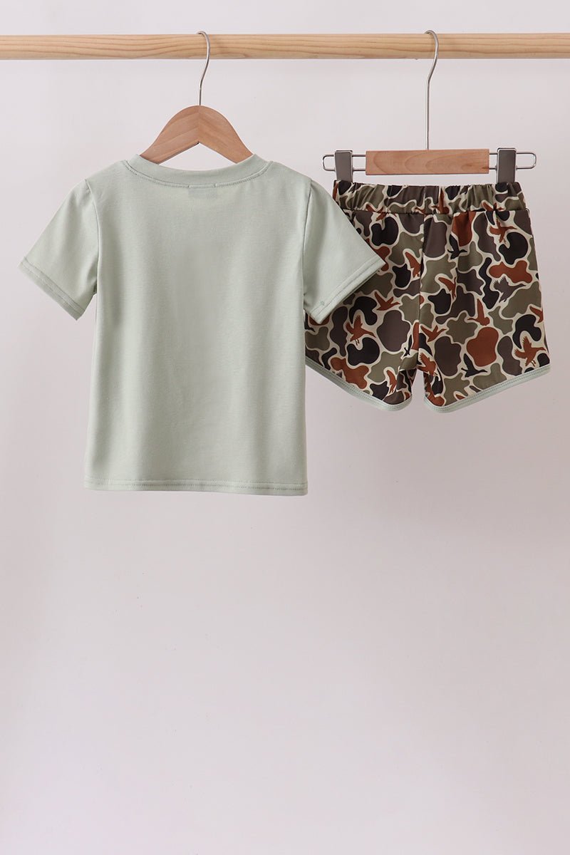 Camo Hunting Embroidered Shorts Set - Abbies Place