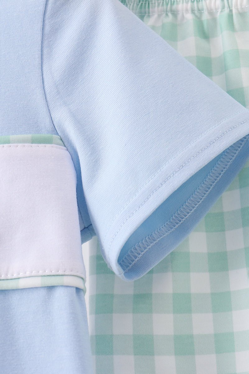 Green Golf Embroidered Gingham Set - Abbies Place