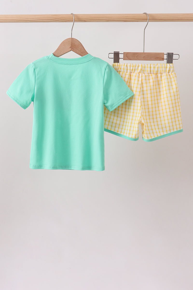 Mustard Honey Bear Embroidered Short Set - Abbies Place