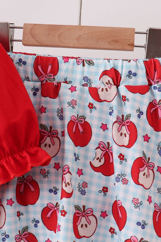 Red School Apple Skorts Set - Abbies Place