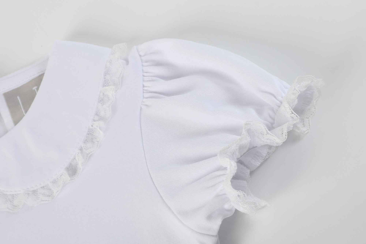 White Collared Lace Sleeve Shirt - Abbies Place