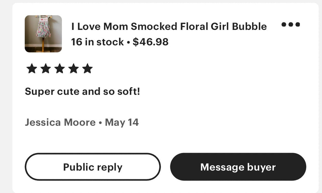 Review from ETSY customer - Abbies Place