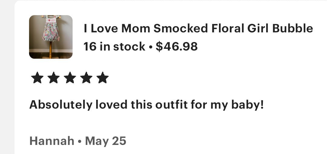 Review from ETSY customer - Abbies Place