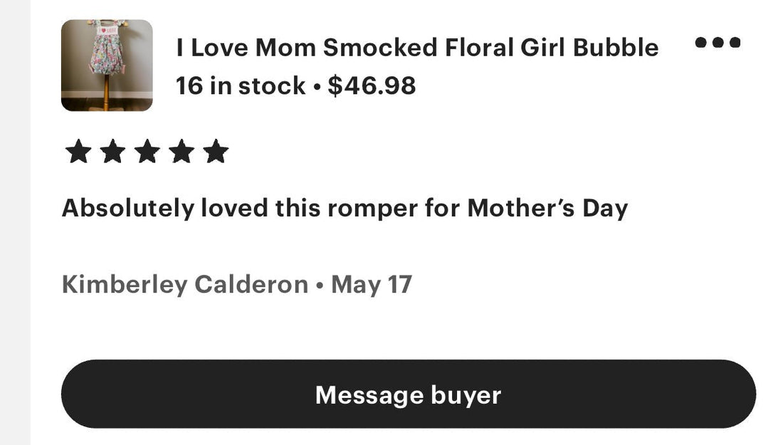Review from ETSY customer - Abbies Place