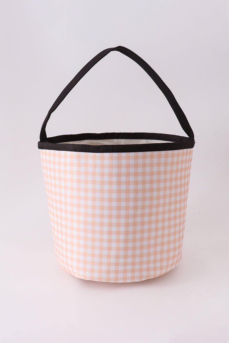 Apricot Pumpkin Applique Gingham Basket - Abbies Place