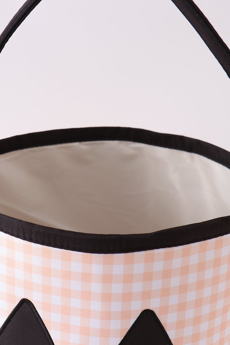 Apricot Pumpkin Applique Gingham Basket - Abbies Place