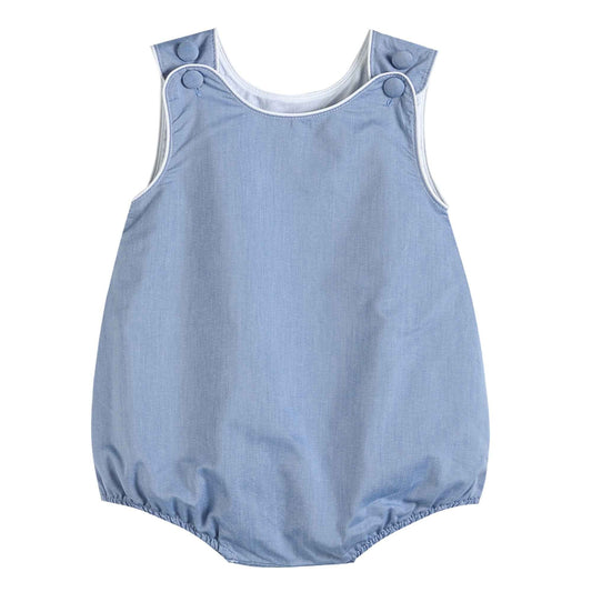 Basic Blue Denim Style Bubble Romper - Abbies Place
