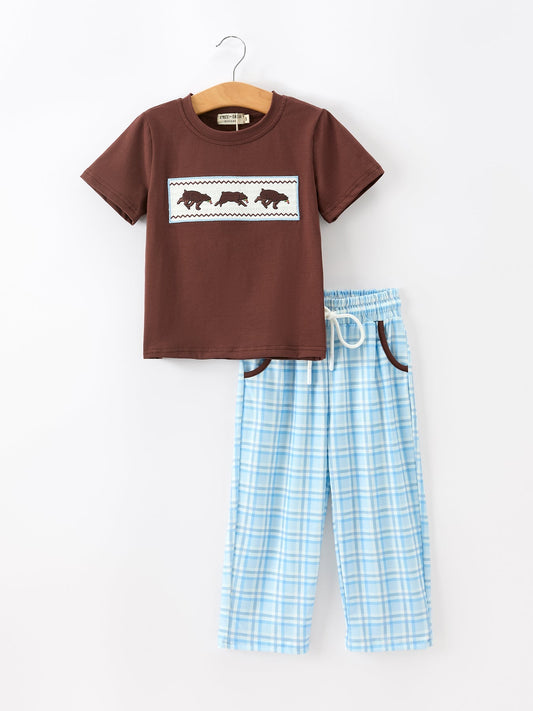 Bear Smocked Boy Pant Set - Abbies Place