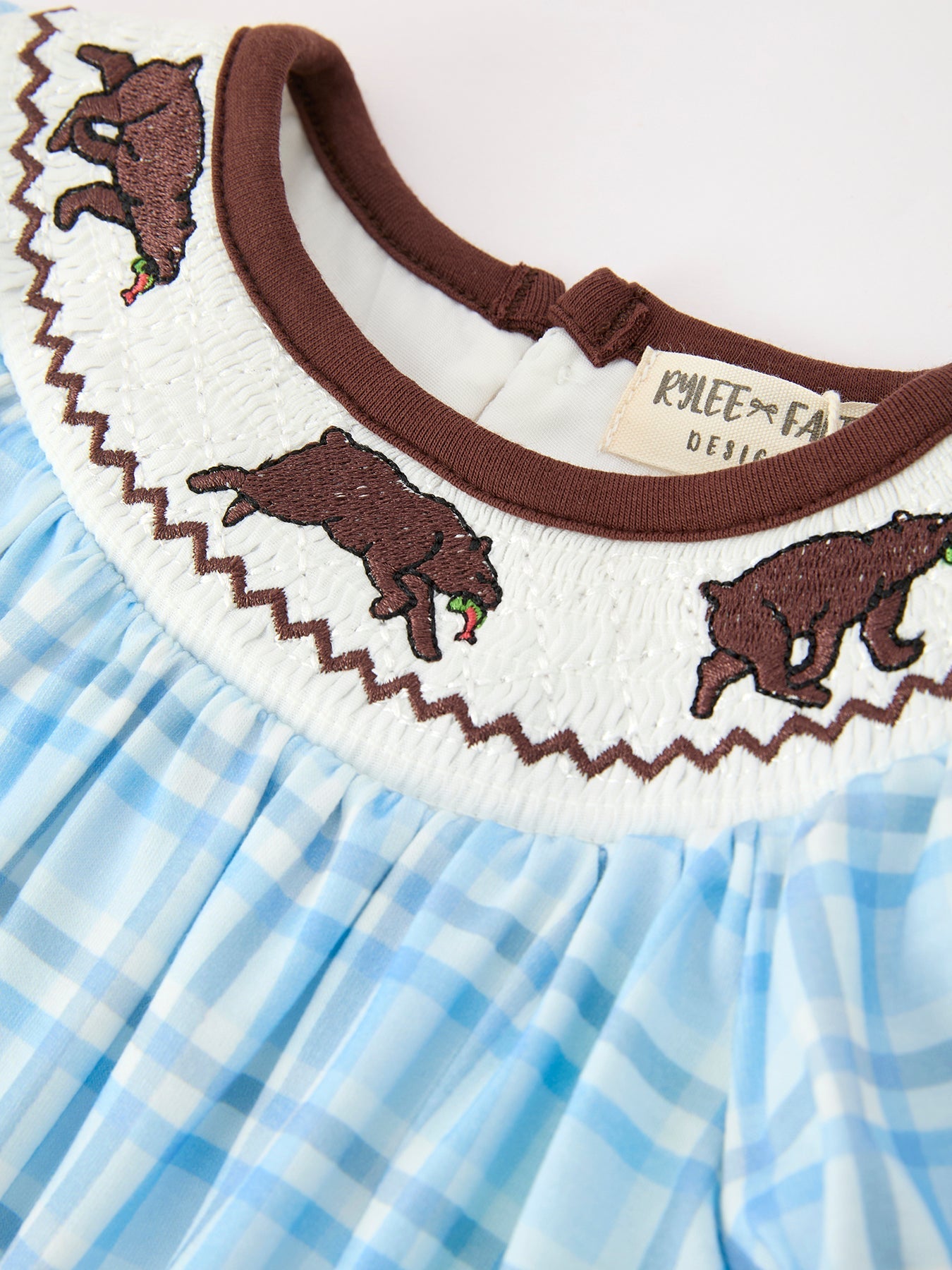Bear Smocked Plaid Baby Bubble - Abbies Place
