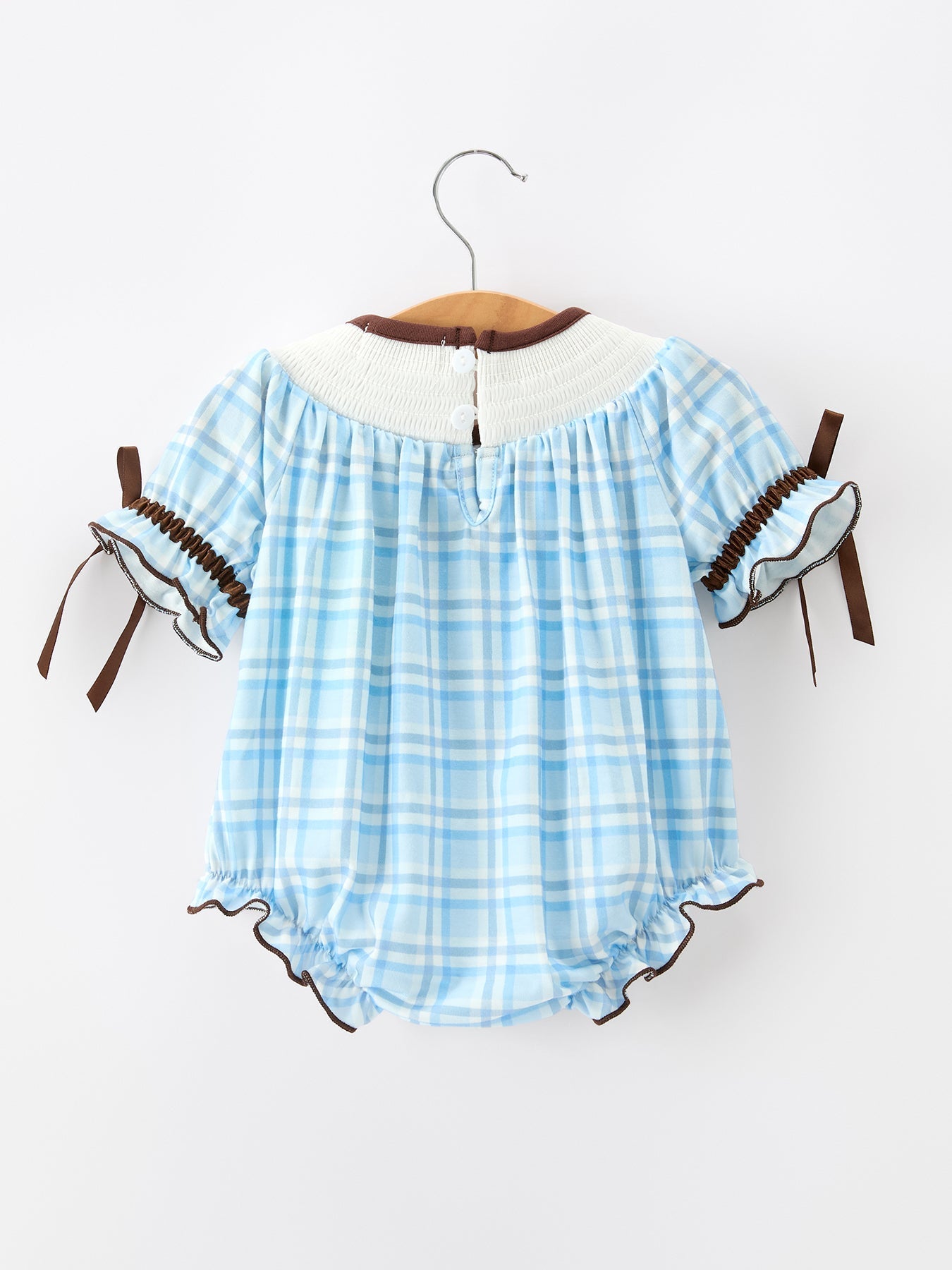 Bear Smocked Plaid Baby Bubble - Abbies Place