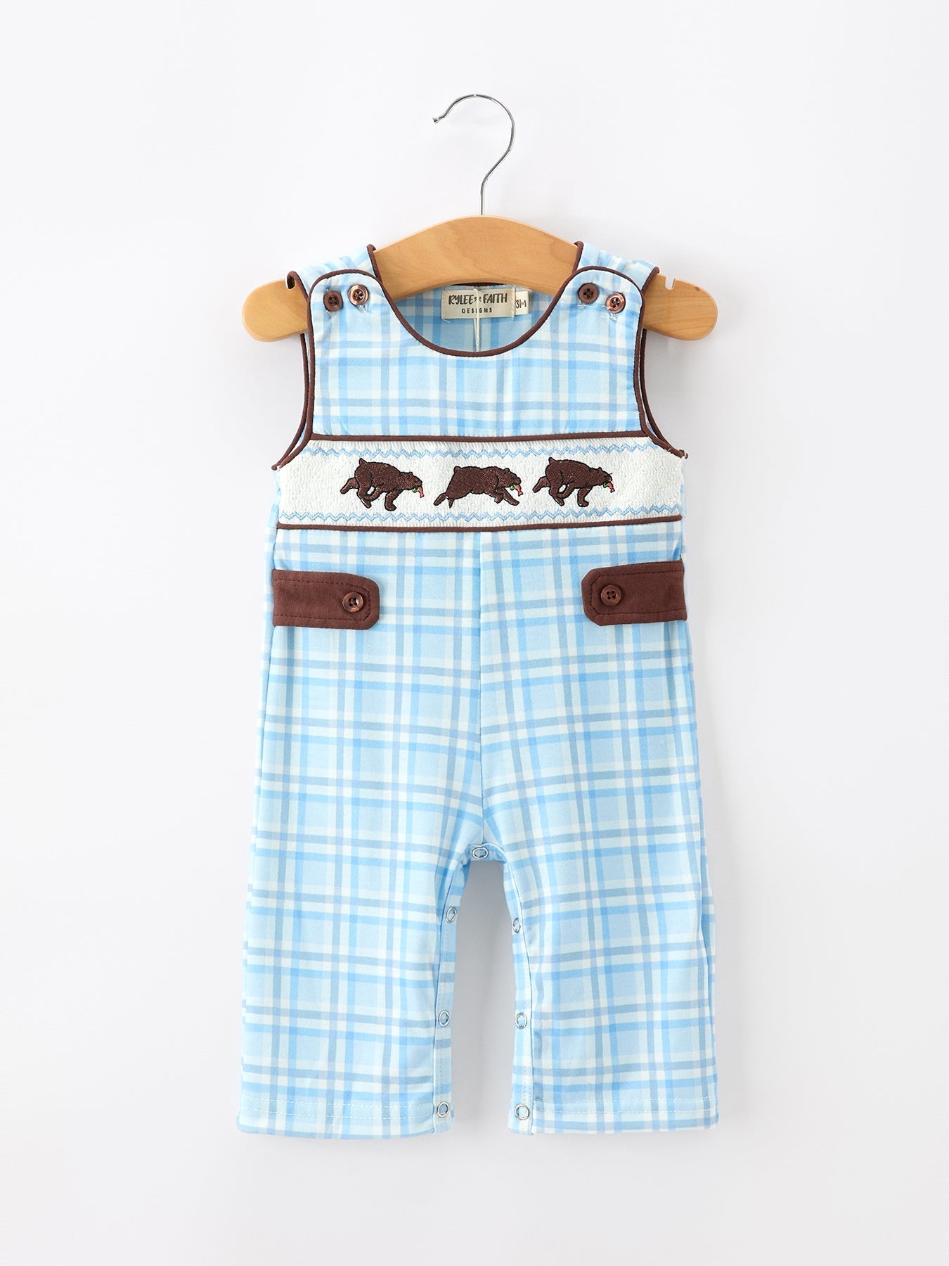 Bear Smocked Plaid Baby Jonjon - Abbies Place
