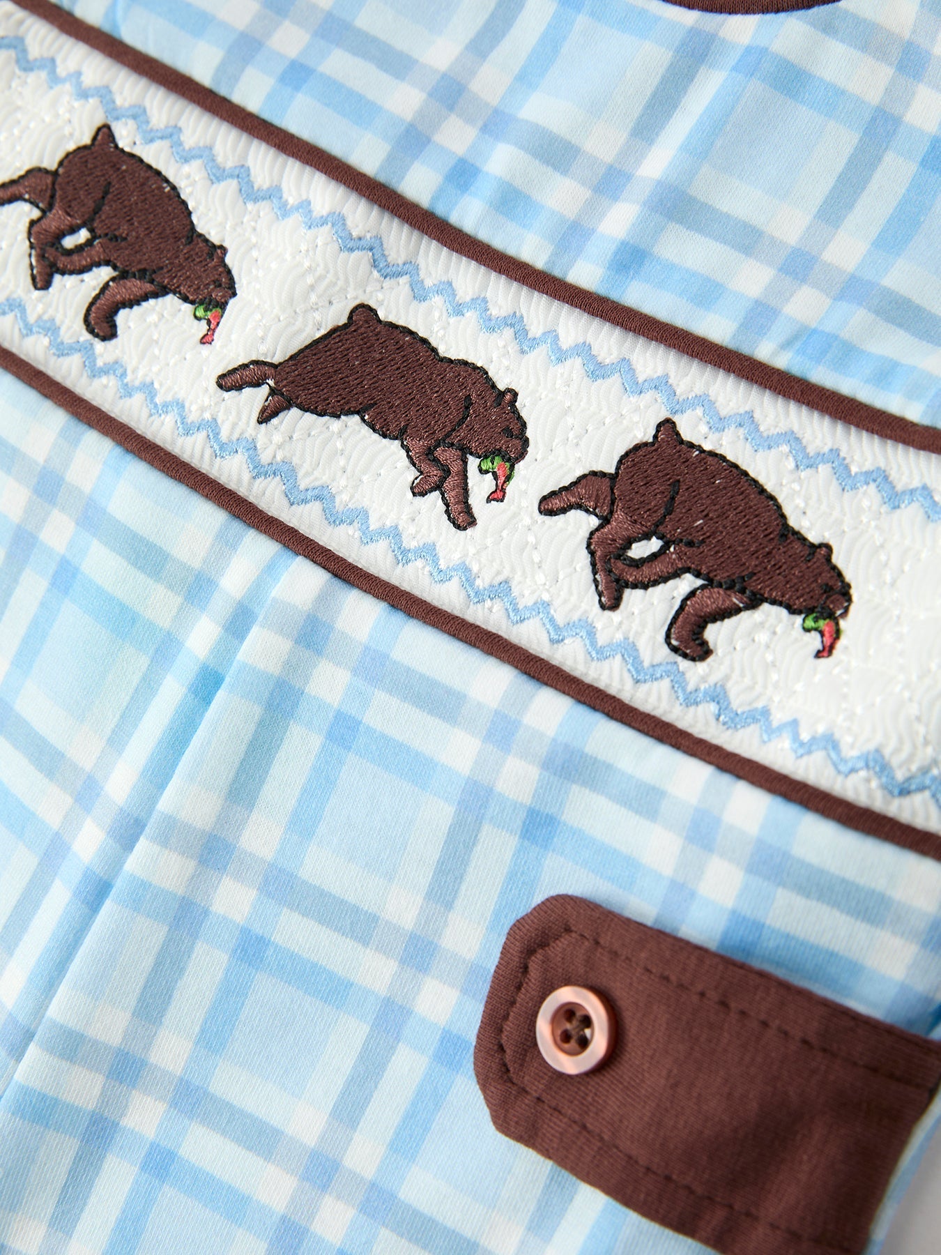 Bear Smocked Plaid Baby Jonjon - Abbies Place