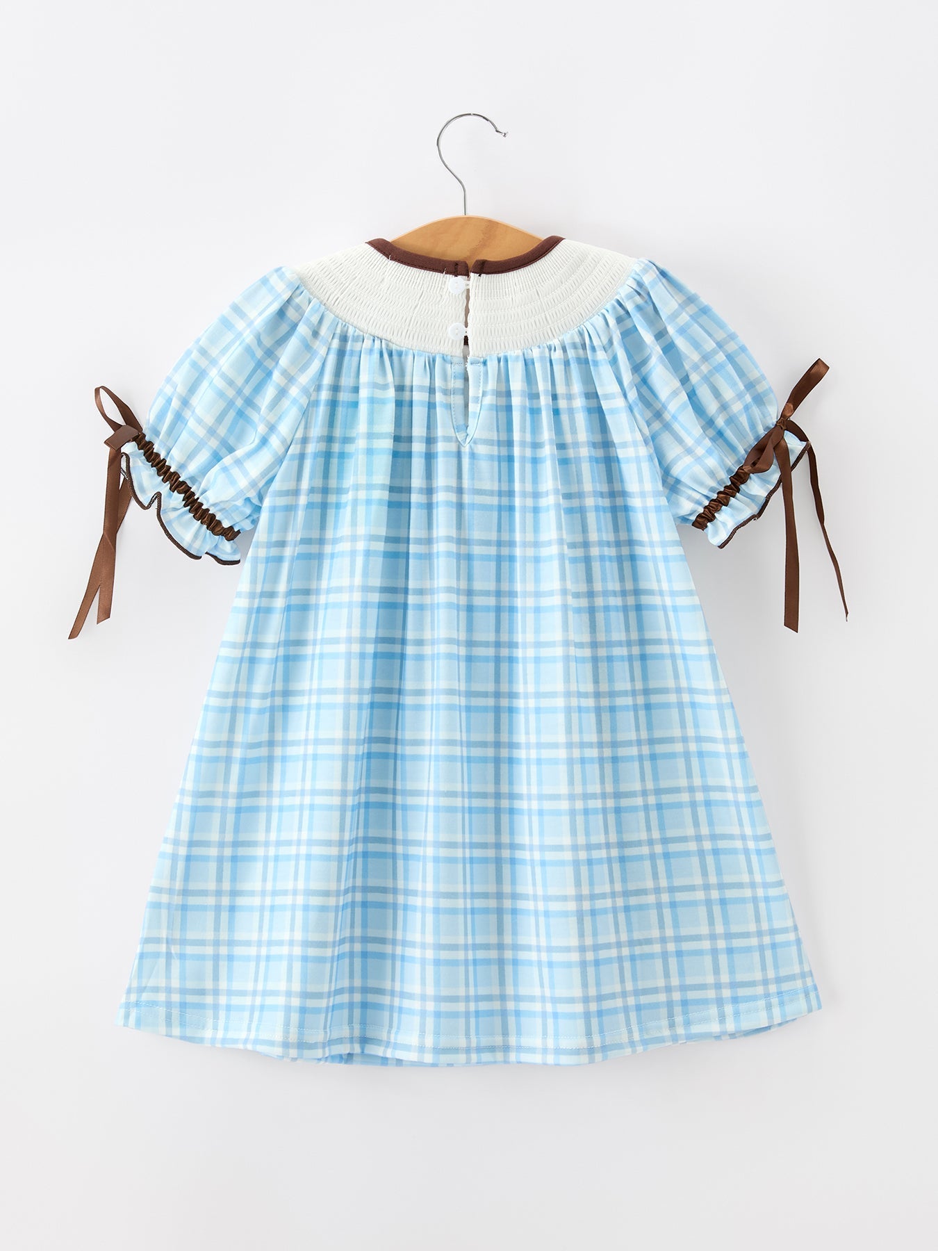 Bear Smocked Plaid Girl Dress - Abbies Place