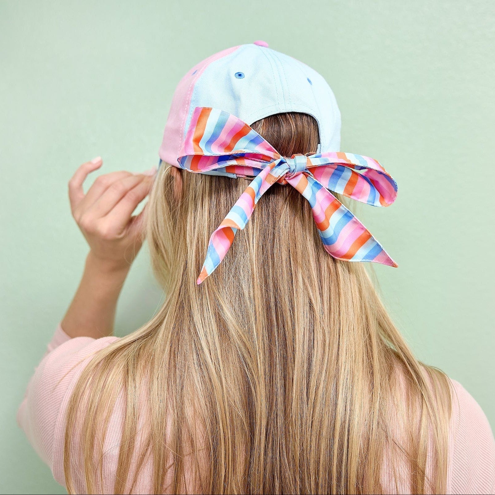 Big Bow Energy Hat (Striped) - Abbies Place