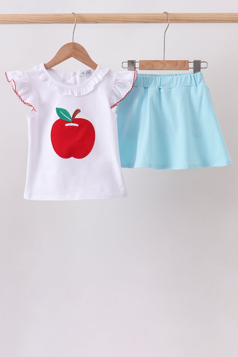 Blue Apple Applique Skorts Set - Abbies Place