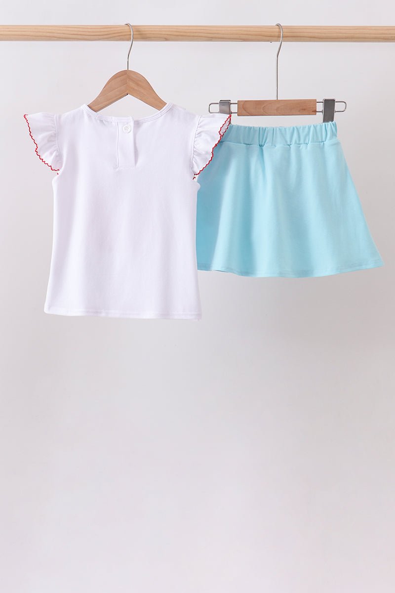 Blue Apple Applique Skorts Set - Abbies Place