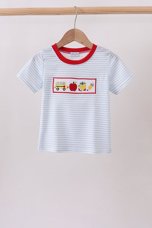 Blue Apple Bus Embroidered Top - Abbies Place