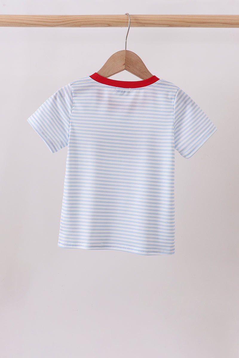 Blue Apple Bus Embroidered Top - Abbies Place