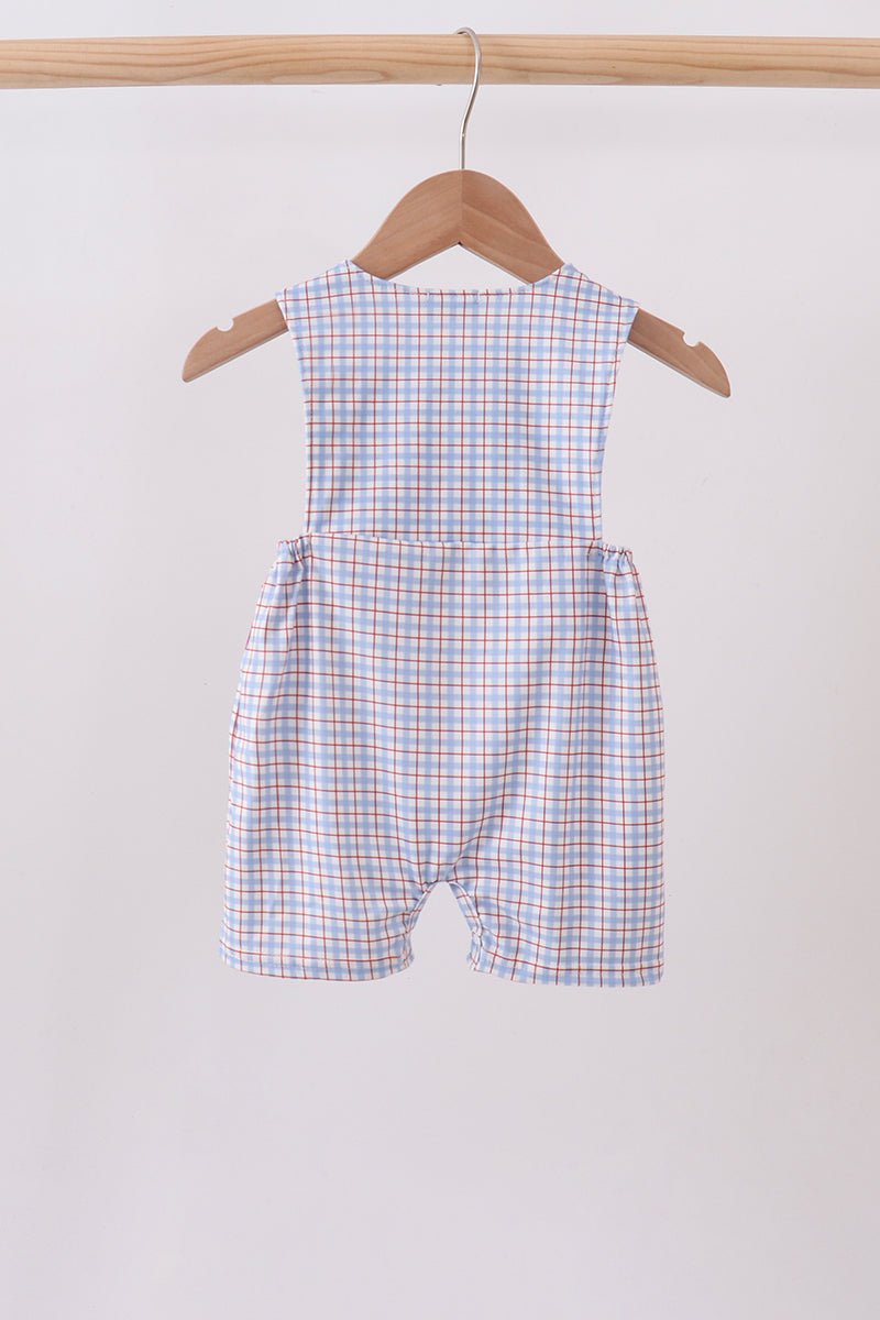 Blue Apple Embroidered Plaid Jon Jon - Abbies Place