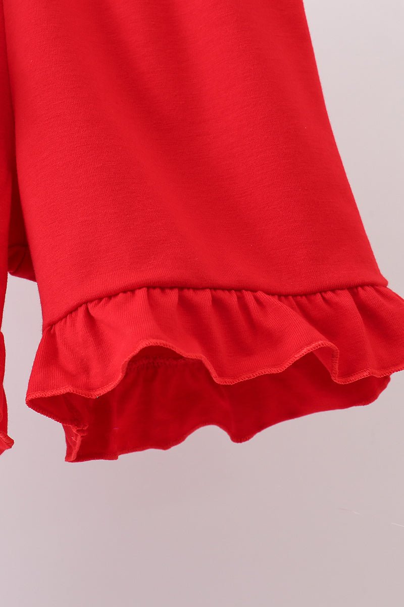 Blue Apple Embroidered Plaid Ruffle Shorts Set - Abbies Place