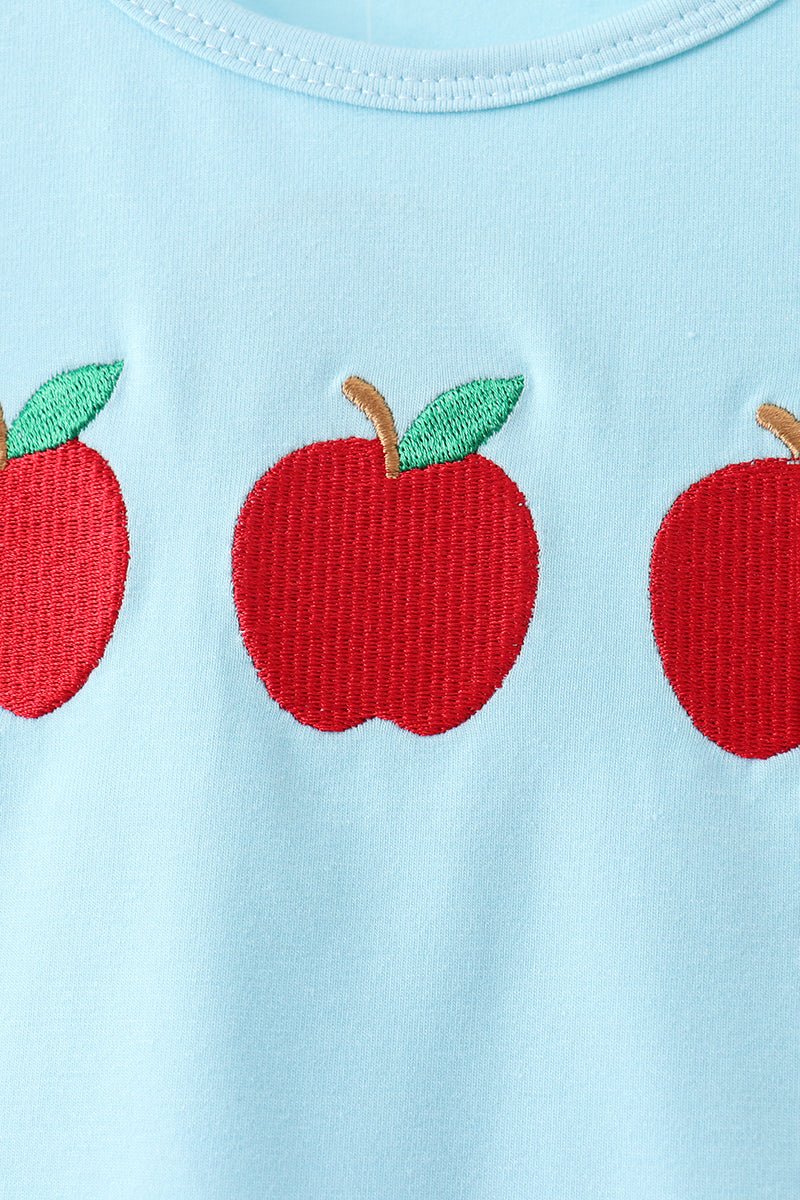 Blue Apple Embroidered Shorts Set - Abbies Place