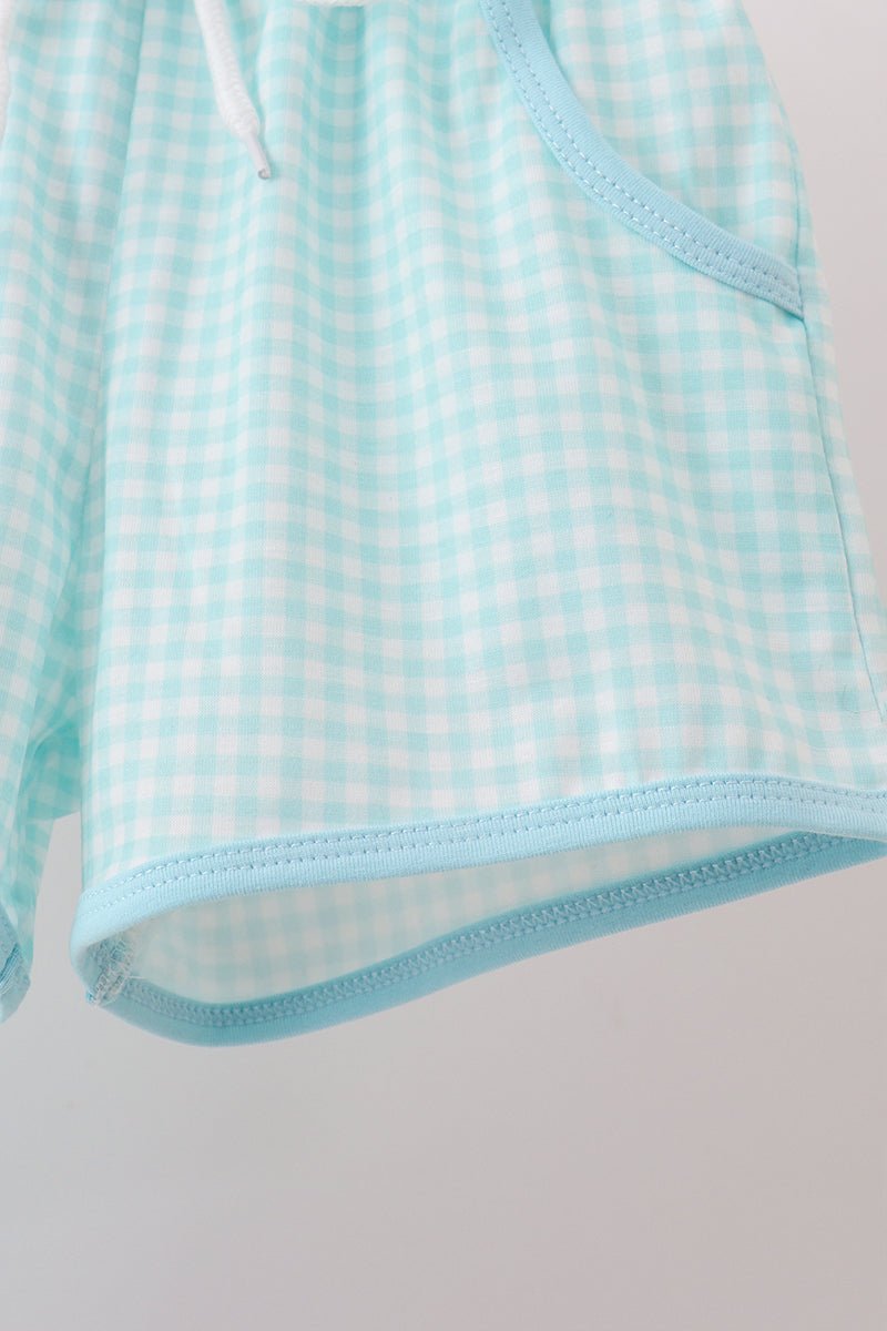 Blue Apple Embroidered Shorts Set - Abbies Place