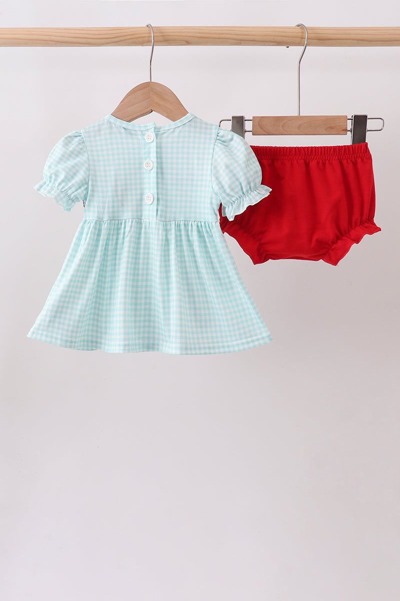Blue Apple Smocked Bloomer Set - Abbies Place