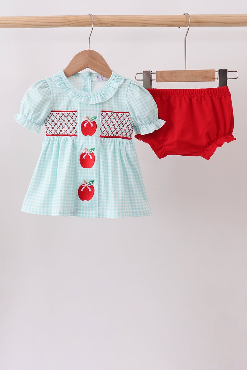 Blue Apple Smocked Bloomer Set - Abbies Place