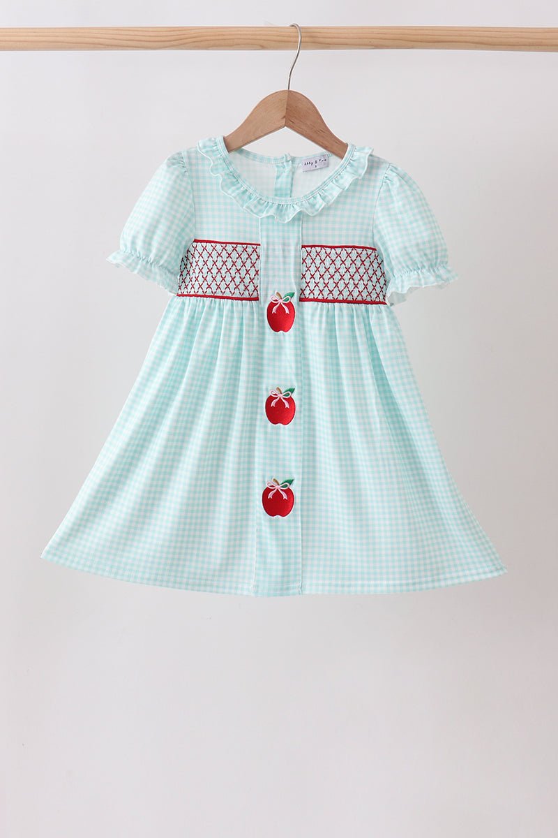 Blue Apple Smocked Dress - Abbies Place