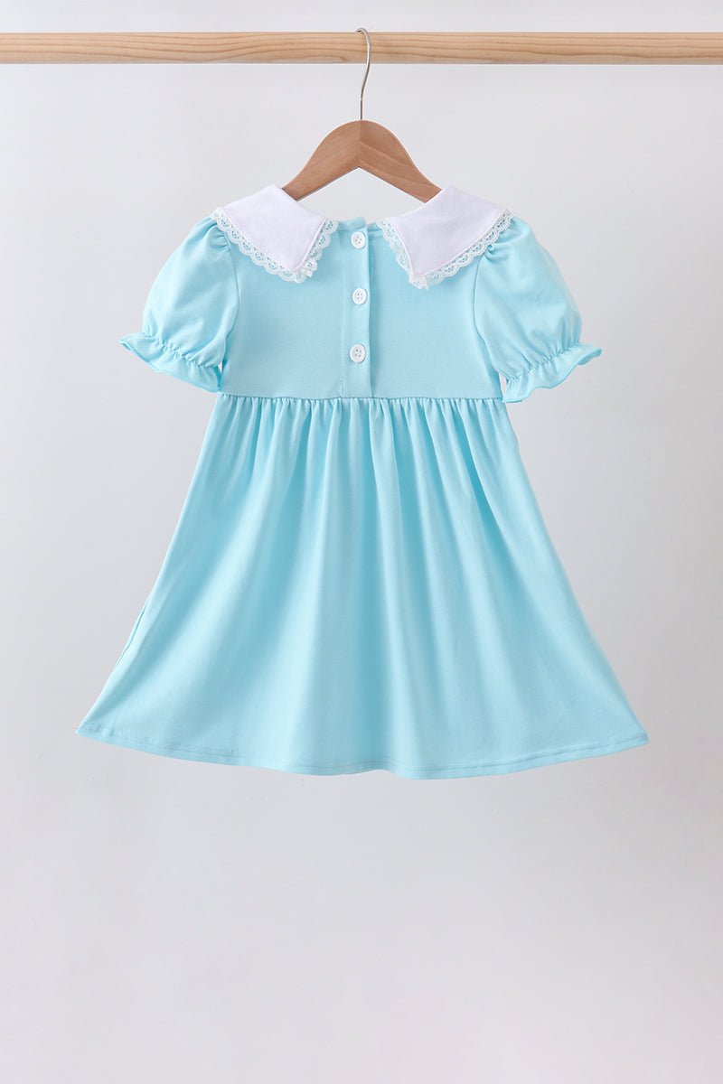 Blue Apple Smocked Lace Dress - Abbies Place