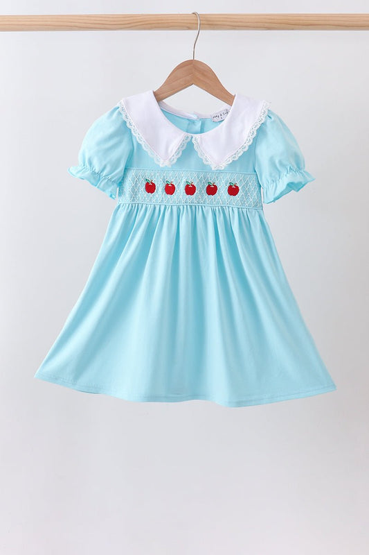 Blue Apple Smocked Lace Dress - Abbies Place