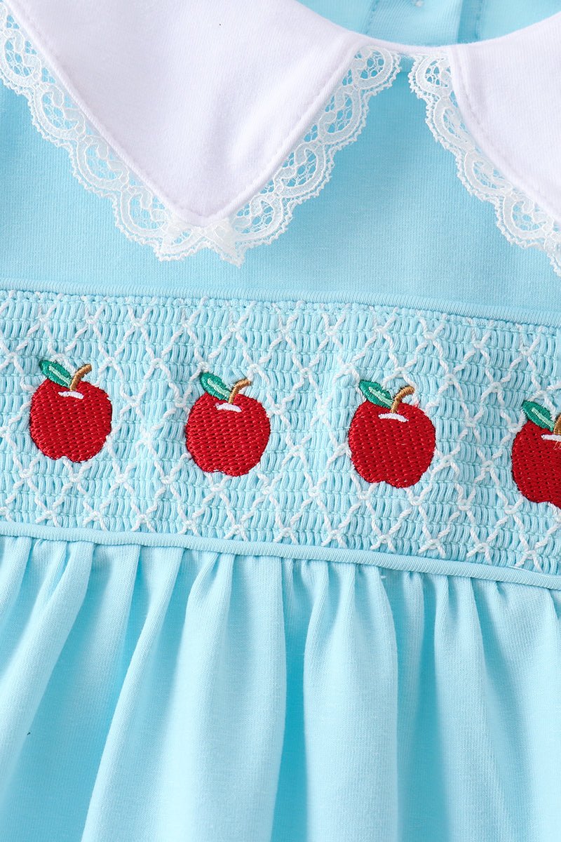 Blue Apple Smocked Lace Dress - Abbies Place