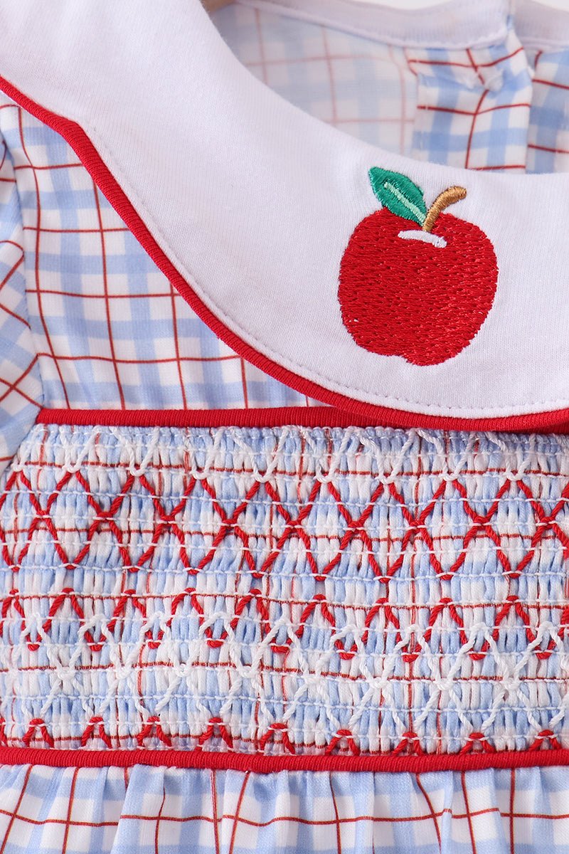 Blue Apple Smocked Plaid Bubble - Abbies Place