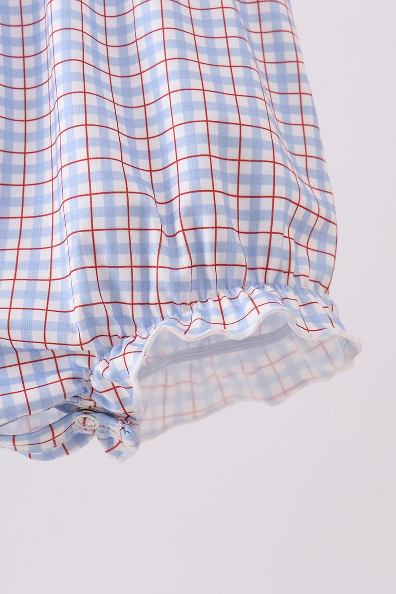 Blue Apple Smocked Plaid Bubble - Abbies Place