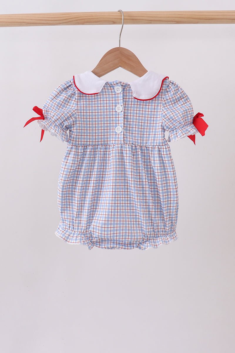 Blue Apple Smocked Plaid Bubble - Abbies Place