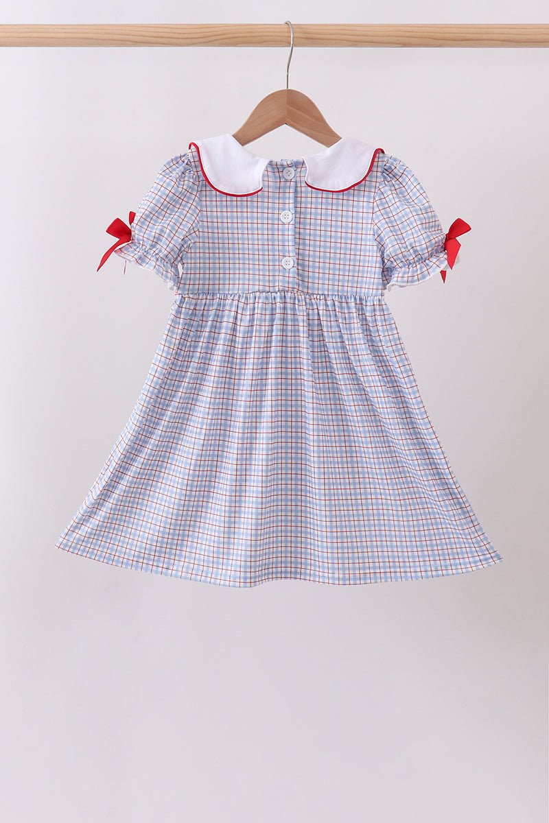 Blue Apple Smocked Plaid Dress - Abbies Place