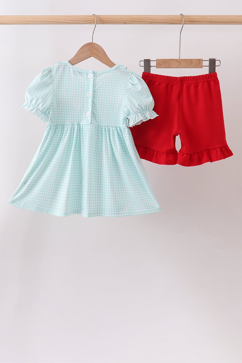 Blue Apple Smocked Ruffle Shorts Set - Abbies Place