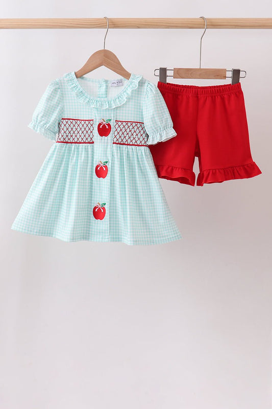Blue Apple Smocked Ruffle Shorts Set - Abbies Place