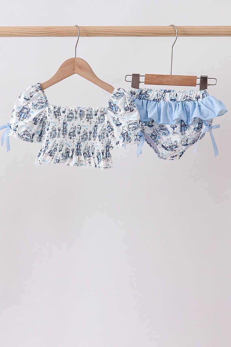 Blue Beach Smocked UPF Swim Set - Abbies Place