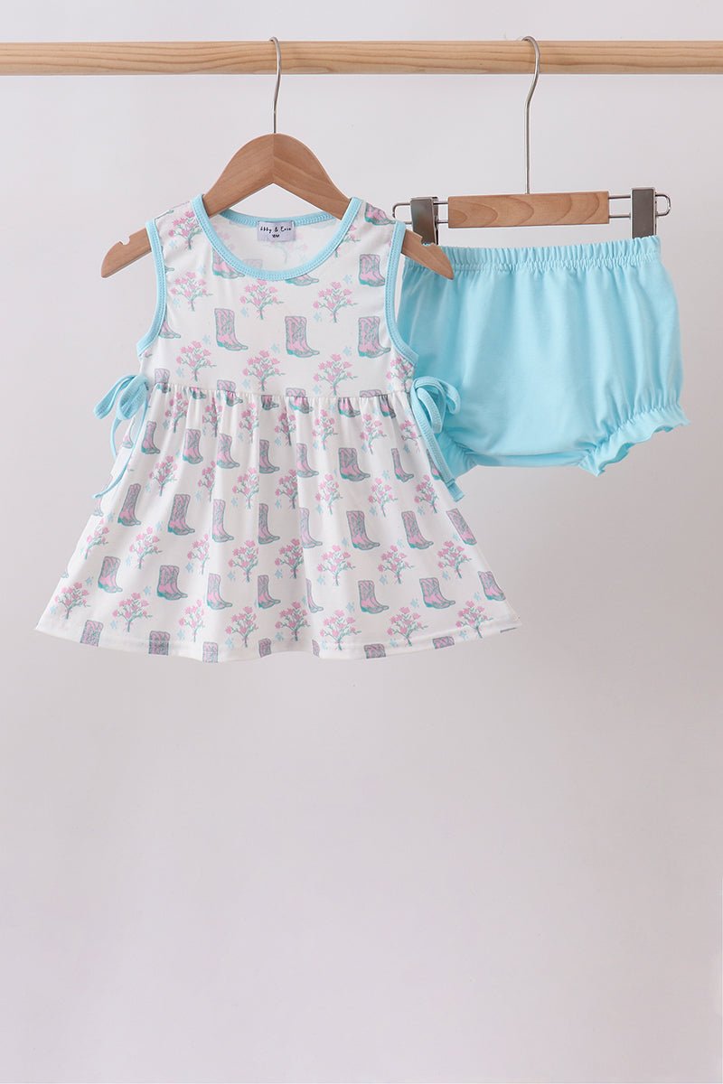 Blue Boots Print Bloomer Set - Abbies Place
