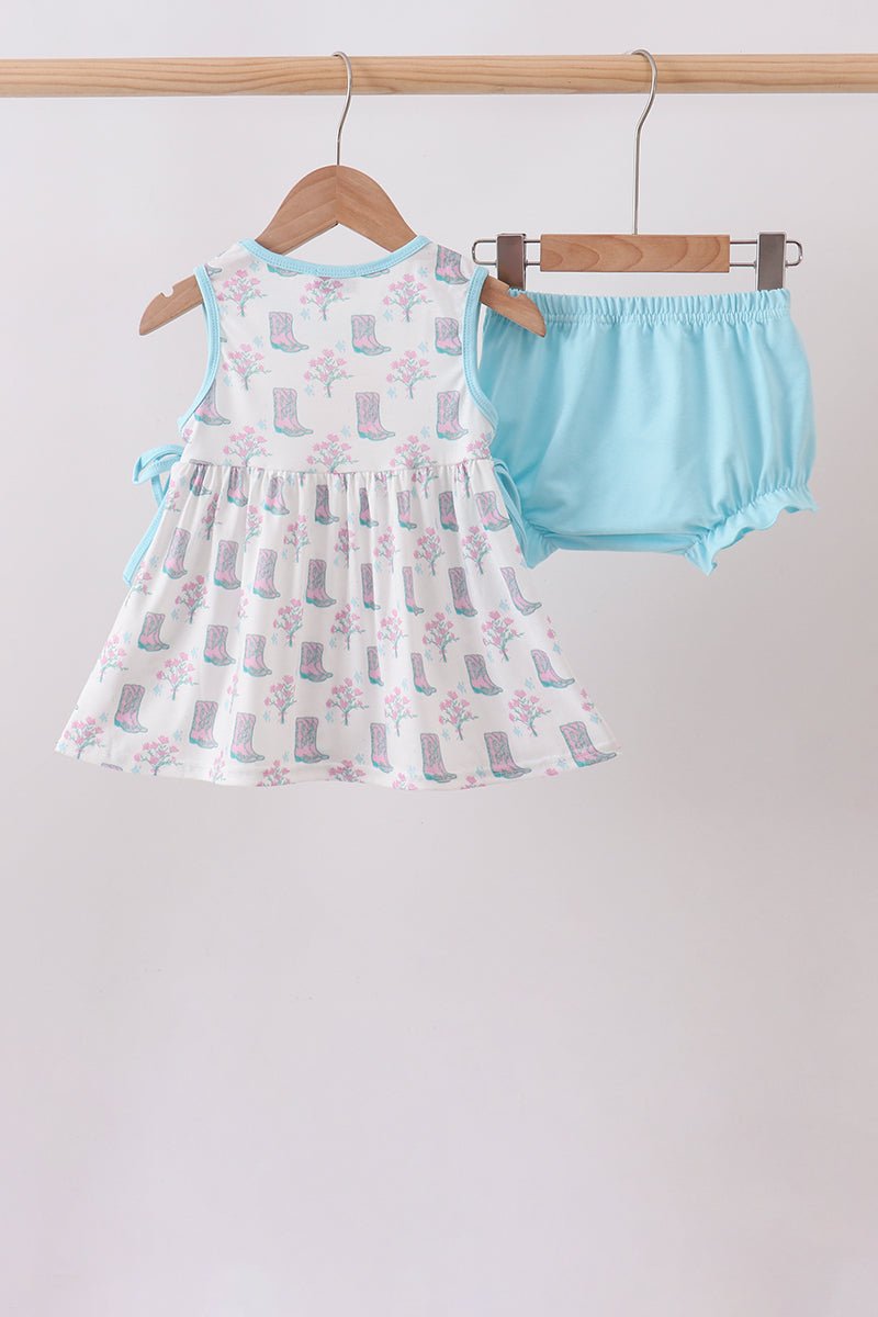 Blue Boots Print Bloomer Set - Abbies Place