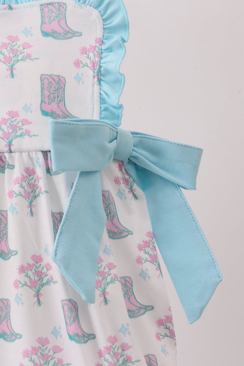 Blue Boots Ruffle Bubble - Abbies Place