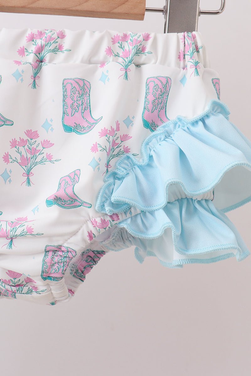 Blue Boots Ruffle Rashguard Set - Abbies Place