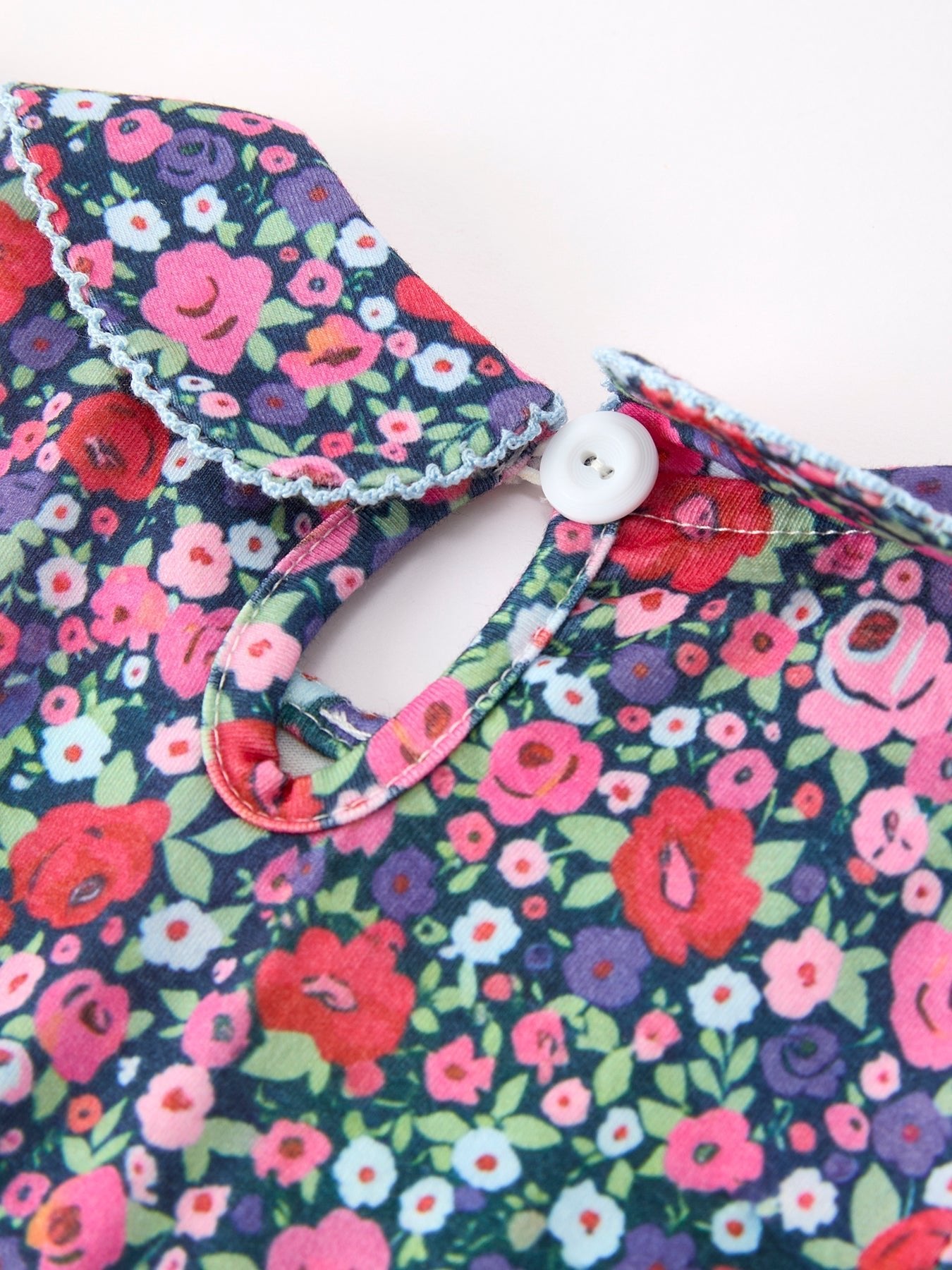 Blue Bow Floral Smocked Girl Bloomer Set - Abbies Place