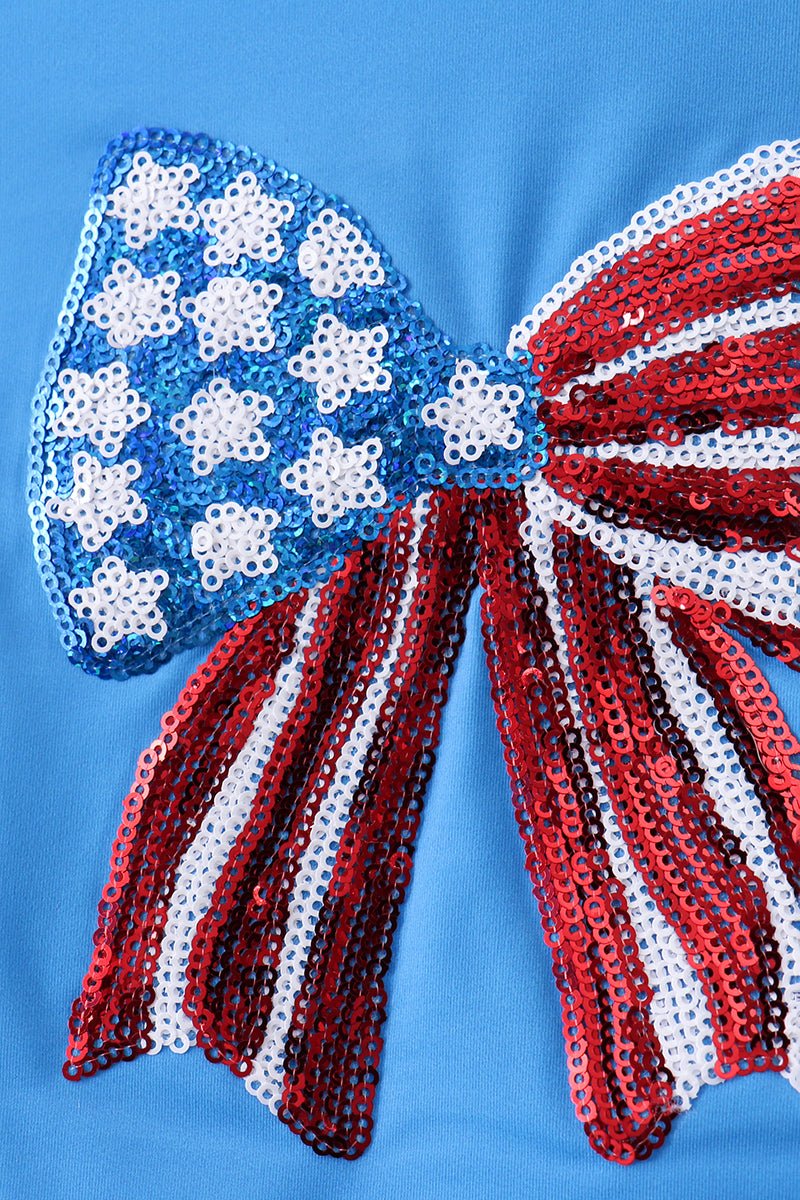 Blue bow sequin rashguard - Abbies Place