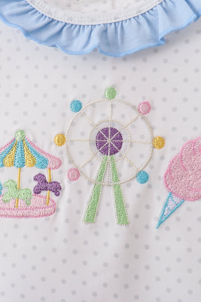 Blue Carousel Embroidered Bloomer Set - Abbies Place