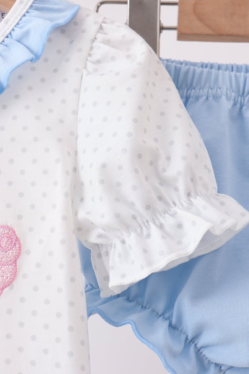 Blue Carousel Embroidered Bloomer Set - Abbies Place