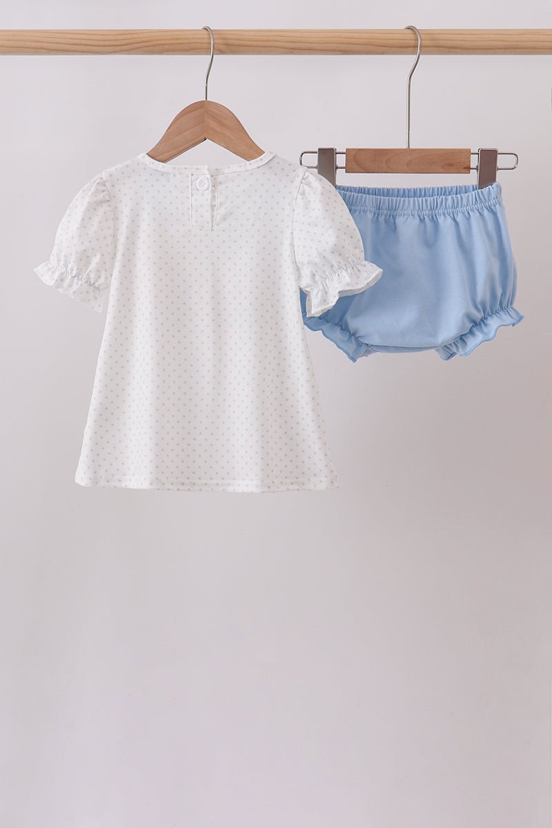 Blue Carousel Embroidered Bloomer Set - Abbies Place