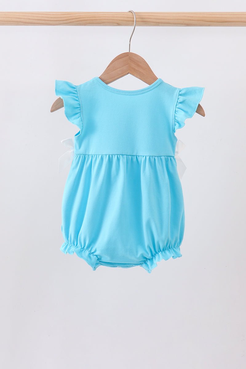 Blue character embroidery ruffle bubble - Abbies Place